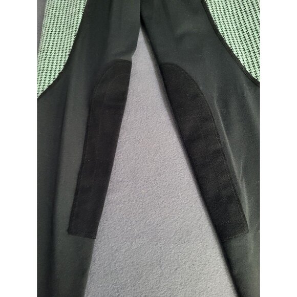 Kerrits Knee Patch Performance Tight Equestrian Pants Black Green Girl's XL - Picture 3 of 9